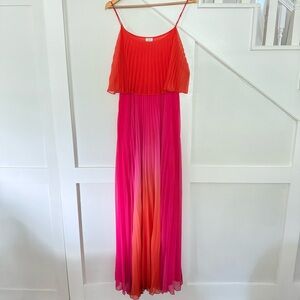 Cache Dress Pink Orange Ombré Maxi Sleeveless size L